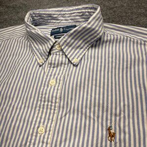 Ralph Lauren Mens XL Classic Fit Striped Oxford Button Down Shirt Blue White